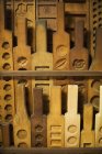 Traditional wooden moulds for different varieties. — Stock Photo