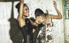Young women at glitter party. — Stock Photo