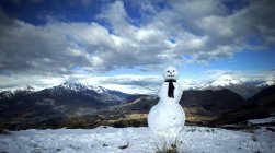 Muñeco de nieve con una bufanda - foto de stock