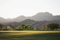 Grüner golfplatz mit berglandschaft in arizona. — Stockfoto