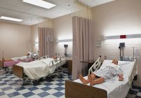 Dummy patients lying in hospital beds, Bradenton, Florida, USA — Stock Photo