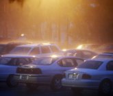 Parked cars in rainstorm, Bradenton, Florida, USA — Stock Photo