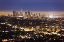 Large city of Los Angeles illuminated at night, California, USA — Stock Photo