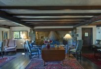 Hastings house lounge interior, salzquelle insel, britisch columbia, kanada — Stockfoto