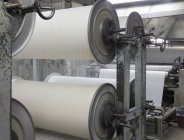 Flax canvas manufacturing machine, Nikologory, Russia — Stock Photo