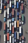 Aerial view of semi trucks at port road — Stock Photo