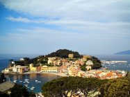 Sestri Levante case paesaggistiche in Italia, Europa — Foto stock