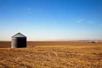 Silo de grãos em campo rural dourado em Oregon, EUA — Fotografia de Stock