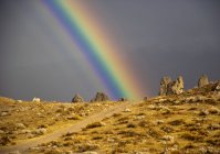 Rainbow and desert landscape in California, USA — Stock Photo