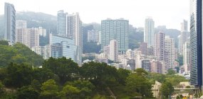 City skyline with park and downtown, Hong Kong, China — Stock Photo