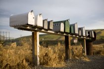 Ряд почтовых ящиков в сельской местности Палузы, Вашингтон, США — стоковое фото