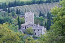 Casa rural de piedra cerca de Montefioralle en Italia, Europa - foto de stock