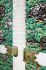 Detalhe sobre porta ornamental com folhas de esculturas em Nikko, Japão — Fotografia de Stock