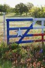 Zaun mit texas lackierung in landschaft der usa — Stockfoto