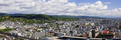 Aerial view of urban Japanese cityscape of city of Kyoto, Japan — Stock Photo