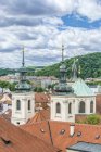 Towers and rooftops, Prague, Central Bohemia, Czech Republic — Stock Photo