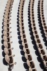 High angle view of empty auditorium seats in rows. — Stock Photo