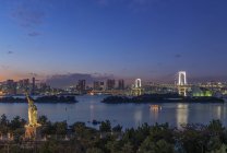 Tokio Stadtsilhouette leuchtet nachts, Tokio, Japan — Stockfoto