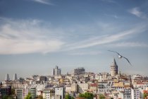 Ciudad de Estambul skyline bajo cielo azul, Turquía - foto de stock