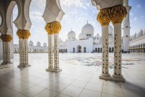 Украшенные колонны Большой мечети Шейха Зайеда, Абу-Даби, Объединенные Арабские Эмираты — стоковое фото
