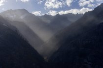 Árboles quemados en las laderas rurales de las montañas pintorescas - foto de stock