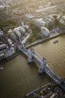 Aerial view of London cityscape, Tower Bridge and river, England — Stock Photo