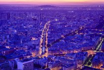 Aerial view of Paris cityscape at night, France — Stock Photo