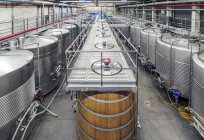 Vats in planta de procesamiento de vino, Peso da Regua, Vila Real, Portugal - foto de stock
