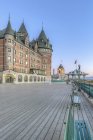 Chateau Frontenac palácio ao amanhecer, Quebec, Canadá — Fotografia de Stock