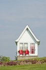 Крихітний будинок екстер'єр з червоними стільцями в Кінгстоні, Онтаріо, Канада — стокове фото