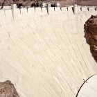 Struttura industriale della parete della diga, Hoover Dam, Las Vegas, Nevada, Stati Uniti d'America — Foto stock