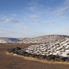 Tele cerate che coprono cumuli di letame di vacca nel deserto — Foto stock