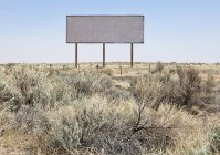 Пустой пустынный рекламный щит в засушливом ландшафте с сухой травой, Аризона, США — стоковое фото