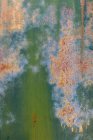 Крупный план шелушения зеленой краски и ржавчины на металлической стене — стоковое фото