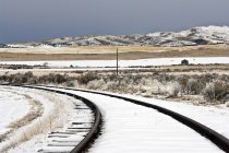 Caminhos de ferro cobertos de neve em Washington, Estados Unidos — Fotografia de Stock