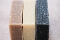 Close-up of three homemade bars of soap. — Stock Photo
