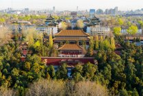 Vista elevada sobre el palacio de Ciudad Prohibida en el paisaje urbano de Beijing, China - foto de stock