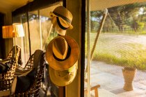 Chapéus pendurados em pé, Maun, Botsuana — Fotografia de Stock