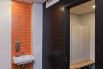 Tiled Workplace Bathroom Interior — Stock Photo