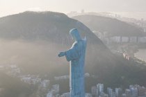 View of the Art Deco statue of Christ the Redeemer on Corcovado mountain in Rio de Janeiro, Brazil. — Stock Photo