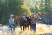 Cowboys and horses, British Colombia, Canadá. — Fotografia de Stock