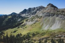 View of the North Cascade Range across a valley on the Pacific Crest Trail — Stock Photo