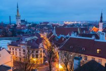 View of Old Town at dusk, from Toompea, Tallinn, Estonia — Stock Photo