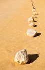 Линия камней в песке. — стоковое фото