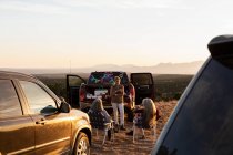 Extended family camping out, Galisteo Basin — Stock Photo