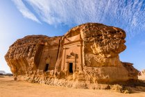 Hegra, also known as Madain Salih, archaeological site, Nabatean carved rock cave tombs — Stock Photo