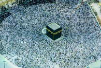 Die jährliche islamische Pilgerfahrt Hadsch nach Mekka, Saudi-Arabien, der heiligsten Stadt der Muslime. Luftaufnahme. — Stockfoto