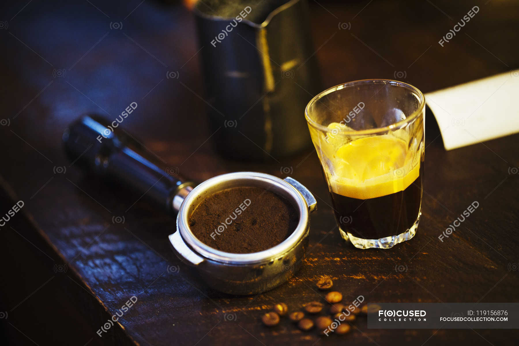 Coffee machine grounds holder — coffee shop, nobody Stock Photo