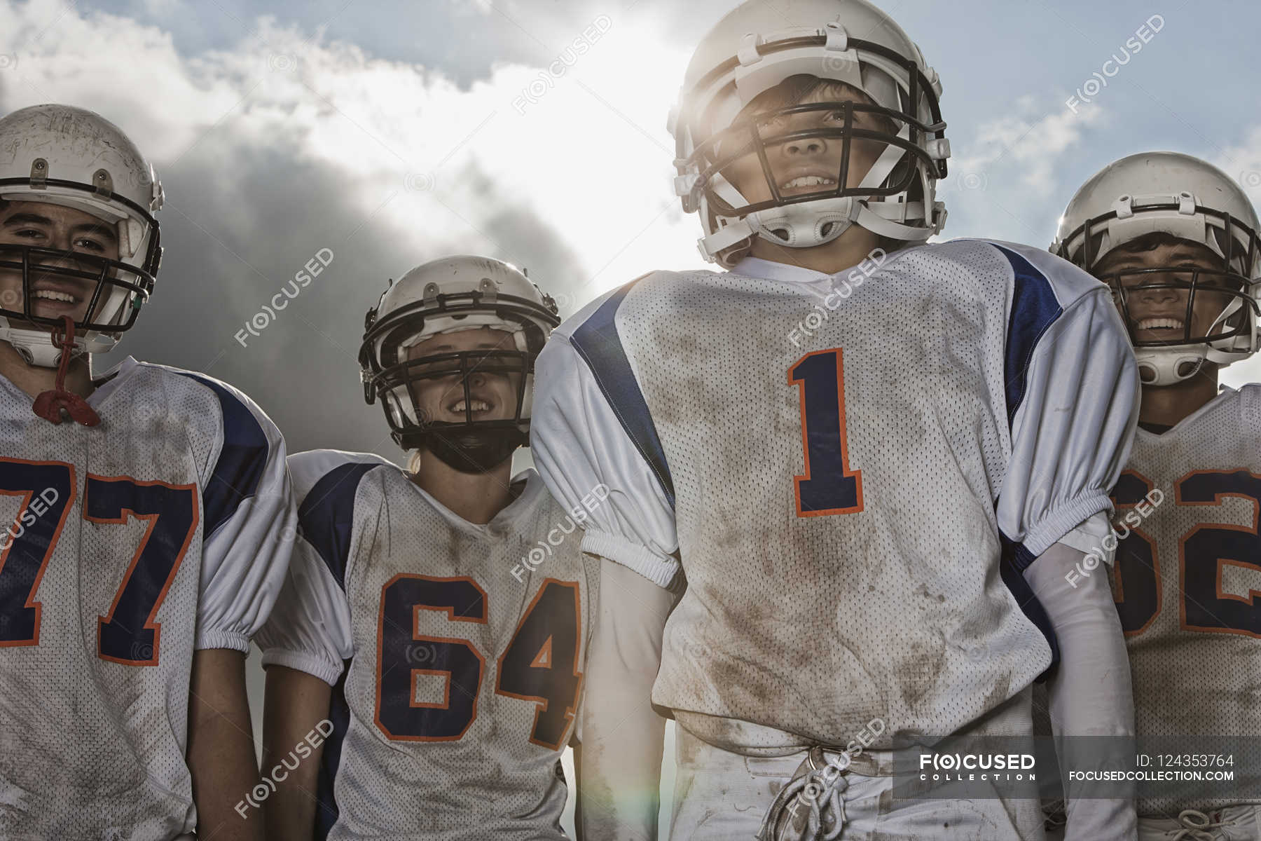 Football players in sports uniform — squad, outdoors - Stock Photo ...