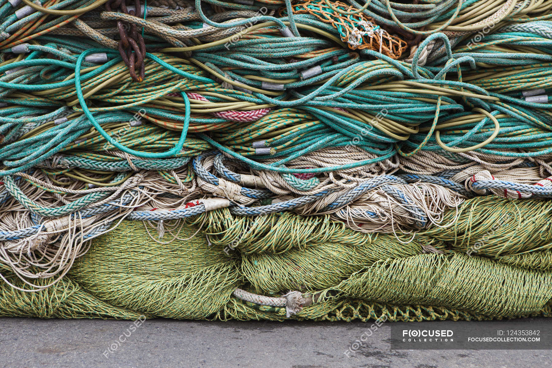 Commercial fishing nets — Large Group of Objects, Colour Image Stock